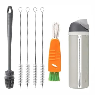 Straw Cleaner Brush Fit for Owala FreeSip 24oz/32oz/40oz,Long Handle Bottle Brush Compatible with Owala Water Bottle 24oz/32oz/40oz, Plus 3 in 1 Cup Lid Cleaning Brush Set for Most Water Bottles