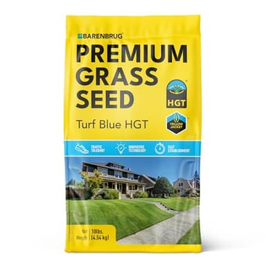 Barenbrug Turf Blue Healthy Grass Technology Lawn Seed Blend with Yellow Jacket Seed Coating, Heavy-Traffic HGT Grass Seed Mix for All Climates, 10-lb. Bag