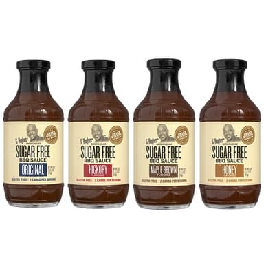 G Hughes Sugar Free, BBQ Sauce Variety Pack - Original, Honey, Maple Brown and Hickory, Gluten Free Sauces, Sugar Free BBQ Sauces - 18 Oz (4-Pack)