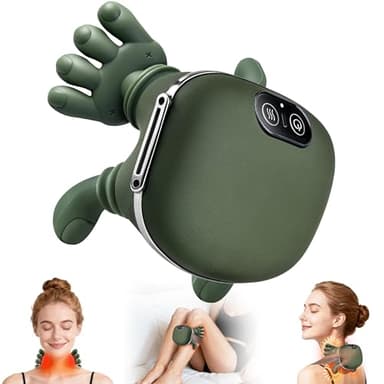 KAXLIDEN Shoulder and Neck Massager, Bionic Heated Massager, Neck Massager with Fingers, 4D Kneading Massage, Simulates a Real Palm Massage for Comfort, Relax Muscle Tension (Green)
