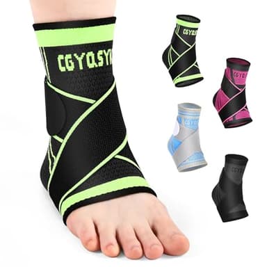 cgyqsyk Ankle Brace, Adjustable Compression Ankle Support Men & Women, Strong Ankle Brace Sports Protection, Stabilize Ligaments-Eases Swelling and Sprained Ankle (X-Large, Green, 1)