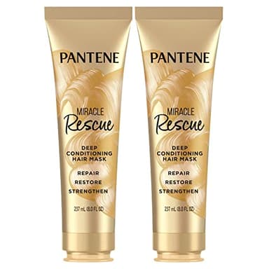 Pantene Hair Mask, Miracle Rescue Deep Conditioning Treatment, Hydrate Dry Hair, Twin Pack, 8 Fl Oz Each