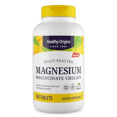 Healthy Origins Magnesium Bisglycinate Chelate (Non-GMO, Gluten Free, Cardiovascular Support, Bone Support, Neurological Support, Vegan), 360 Tablets