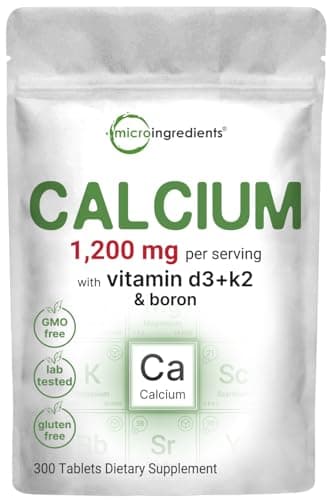 Calcium 1,200mg with Vitamin D3 & K2, 300 Tablets | Calcium Supplements for Women & Men | Mineral Complex Support Bone, Teeth, Colon & Cardiovascular Health | Non-GMO, Gluten-Free