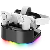 KAFRI Charging Dock and Stand for Meta Quest 2 VR Headset - With LED Light, Controller Holder and Charger - Black