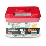 KSafe Timer Lock Box for Phones, Snacks & Medications - Cell Phone Jail & Food Safe with Timer - Time Locking Container for Better Habits & Addiction Management (Mini, Red Lid + 3.0” Clear Base)