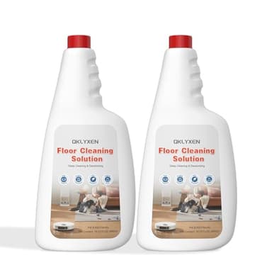 QKLYXEN 2 Bottle Floor Cleaning Solution Compatible with Roborock (Q5/Q7/Q8/Q10/S7/S8/Saros 10R/F25/Qrevo Series), Floor Cleaner Refill for All Robot Vacuums & Cordless Wet Dry Vacuum with Mopping