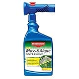 BioAdvanced 2-in-1 Moss and Algae Killer and Cleaner for Lawns, Roofs, Patios, Decks, and More, Ready-to-Spray, 32 oz