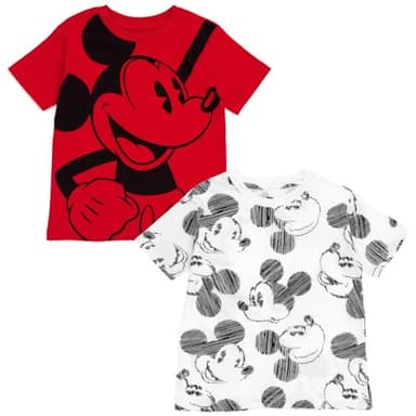 Disney Mickey Mouse Big Boys 2 Pack T-Shirts Brown/White 10-12