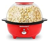 Elite Gourmet EPM330R Automatic Stirring 12-cup Popcorn Maker Popper, Hot Oil Popcorn Machine w/Measuring Cap & Built-in Reversible Serving Bowl, Great for Home Party Kids, Safety ETL Approved, Red