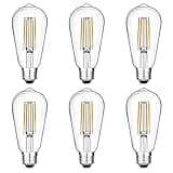 Gozelux Vintage LED Edison Bulbs 6W, Equivalent 60W Incandescent, Warm White 2700K, ST58 Antique LED Filament Bulbs with 90+ CRI, E26 Medium Base,Dimmable, Clear Glass, Pack of 6