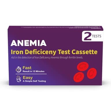 Iron Deficiency Test Kit [2 Tests] – Ferritin Anemia Home Test Kit for Iron Level Detection in 15 Minutes – Convenient Home Test for Adults & Children