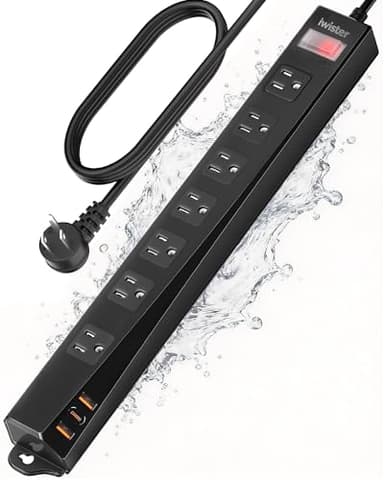 Iwister Outdoor Power Strip Weatherproof IPX6,1625W/13A 6 Ft Extension Cord with Multiple Outlets,7 AC & 3 USB, Wall Mount for Camping,Poolside,Garden,Workshop