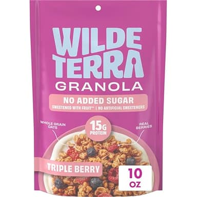 Wilde Terra Triple Berry Granola, 15g Protein, No Added Sugar, Good Source of Fiber, 10 oz