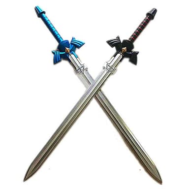 damdos Halloween Prop PU Foam Cosplay Weapons for Sky Sword Kiritio Kirigaioya Shield Link Breath of The Wild Bow Arrow Crossbow Birthday Gifts (Black+Blue=2pcs)