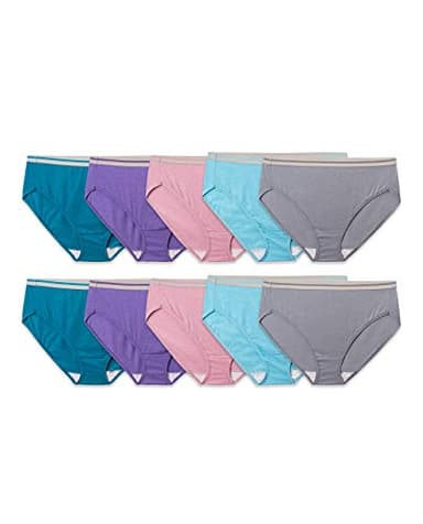 Fruit of The Loom Women's Fit for Me Women's Heather Cotton Hi-Cut Underwear, Assorted, 12
