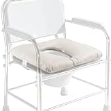 RoamReady Bedside Commode Cushion, Seniors Portable Seat Cushion for Toilet/Shower/Bedside, Universal Fit Commode Padded Seat for Elderly, Seats Pad Cover Toilet Seats 17x17 with Fixing Straps (Gray)