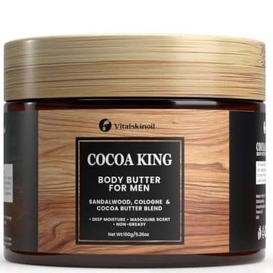 Body Butter for Men- Cocoa King Body Butter - Cocoa butter and Cologne Scent - 5.26 oz Body Cream Blend