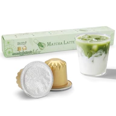 Eastsign Sweetened Matcha Latte Pods Compatible with Nespresso, Creamy & Convenient, 10 Recyclable Capsules