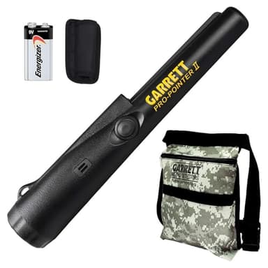 Garrett Pro-Pointer II Metal Detector Pinpointer – 360° Detection, LED Flashlight, Waterproof Tip, Lost Alarm, Includes Camo Finds Pouch