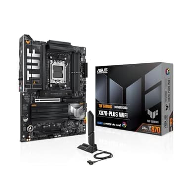 ASUS TUF Gaming X870-PLUS WiFi AMD AM5 X870 ATX Motherboard, 16+2+1, 80A SPS Power Stages, DDR5, PCIe 5.0 Ready, Four M.2 Slots, Wi-Fi 7, 2.5Gb LAN, HDMI, USB4® 40Gbps, SATA 6 Gbps, USB 20Gbps Type-C