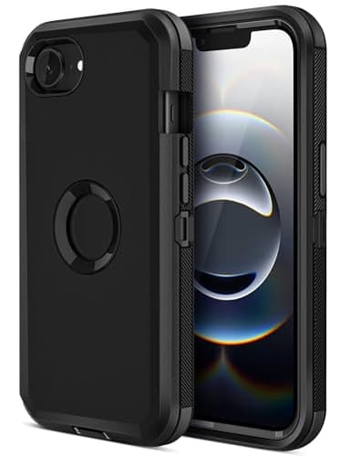 Jiunai for iPhone 16e Case, for iPhone 17e Case Heavy Duty Shockproof Rugged Screenless, Dual Layer Dust Proof Protective, Cell Phone Cover for iPhone 16 e / 17 e 6.1'' Men Women Teen Black