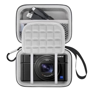 Lacdo Camera Carrying Case for Sony RX100 VII/ RX100 VI/ RX100 V/ RX100 IV/ RX100 III Compact Digital Camera, Point and Shoot Vlogging Camera Bag, Mesh Pocket fits Batteries, USB Cable, Black+Gray