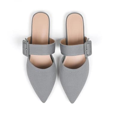 Meknitva Pointed Toe Mules for Women Flats，Slip On Mules Backless，Wide Width Mules Mule Sandals Grey Size 10