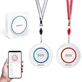 SINGCALL Tuya WiFi SOS Wireless Calling Caregiver Pager System Calling Alert System for Patients Seniors Elderly Disabled 1 Plugin Receiver 2 Smart Emergency Call Button (2.4GHz only)