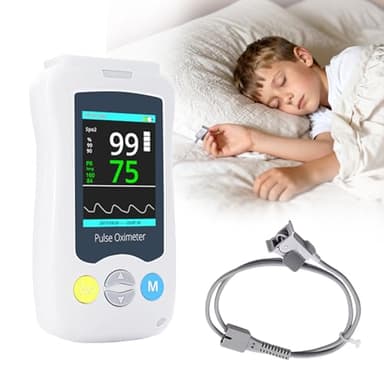 Manhero Handheld Pulse Oximeter for Kids, Medical Grade SpO2 Pulse Rate Oximeter Accurate Oxygen Monitor Children with Alarm and Continuous Monitoring, Portable and Support 500 Data Storage for Home