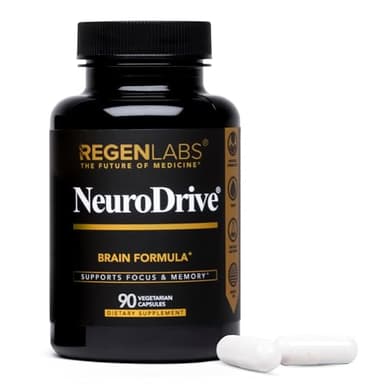 Regen Labs NeuroDrive Memory & Focus Supplement - Boost Brain Focus, Mental Health & Brain Fog | Natural Doctor Approved - Brain Nootropic, Phosphatidylserine, Centrophenoxine, Bacopa - 90 Capsules