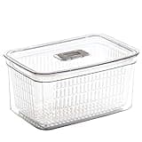 BINO | Produce Saver - 23.7 Cup/5.6L | Fridge Storage Containers for Fruits and Vegetables | Vegetable Storage with Adjustable Air Vent, Removable Basket | BPA-Free Fridge Organizers and Storage
