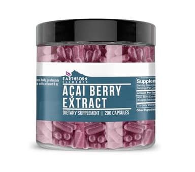 Earthborn Elements Acai Berry Extract 200 Capsules, Pure & Undiluted, No Additives