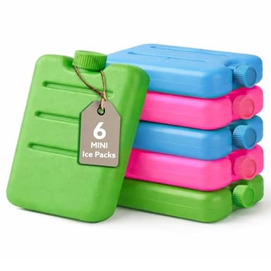 Kona Small Lunch Ice Packs Set of 6 - TSA Airline Compliant, Slim Reusable Freezer Packs, Approved Ice Replacement & Fits Most Anywhere, 3 X 3 Inches