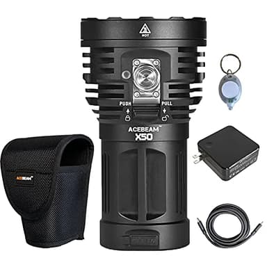 ACEBEAM Y50 Multipurpose LED Searchlight -40000 Lumens - up to 800 Meters Throw 6500K Cool White LED w/Free Eco-Sensa Keychain Light