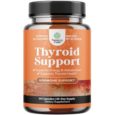 Herbal Thyroid Support Complex - Potent Kelp Iodine Supplement with L Tyrosine, Bladderwrack, Selenium & Pure Ashwagandha for Hormone Balance - Mood & Energy Dietary Pills - 60 Capsules