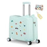 smilesun 20" Ride-On Travel Suitcase for Kids, Cute Ear Toddler Carry on Luggage with Spinner Wheels, Children Rolling Trolly Luggage with Combination Lock (Green)