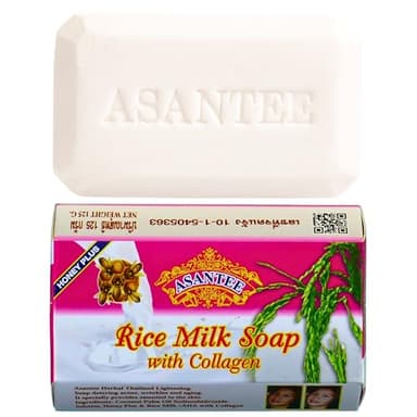 ASANTEE Rice Milk with Collagen and Honey Soap - Luxurious Body Soap 125 g. for Soft, Clear, and Radiant Skin - Scent Long-Lasting (Pack of 1)