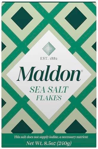 Maldon Salt, Sea Salt Flakes, 8.5 oz (240 g), Kosher, Natural, Unique Gourmet Pyramid Shaped Salt Flakes, Perfect for a Wide Range of Dishes, Hand-Harvested for Four Generations (Packaging May vary)