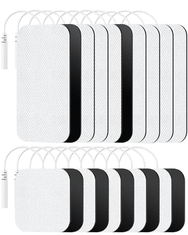 TENS Unit Replacement Pads, Nursal Reusable Self-Adhesive Electrodes Pads 20 Packs 2x2” 2x4”, Latex Free Pigtail TENS Pads, Compatible with TENS 7000, AUVON TENS, Etekcity, Nicwell Care Tens
