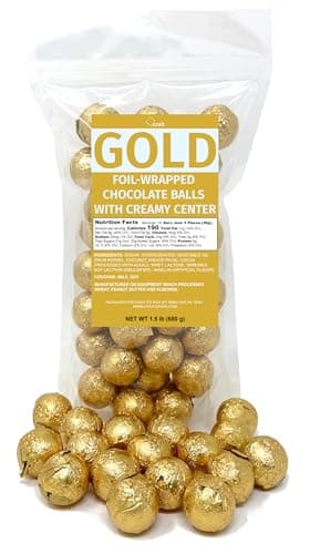 Foil Wrapped Chocolate Balls 1.5 Pounds, Individually Wrapped Candy Buffet, Party Candy, Gold Party Favors (Gold)
