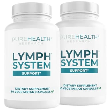 PUREHEALTH RESEARCH Lymph System Support - Lymphatic Drainage Supplement for Women & Men - Bromelain, Echinacea, Dandelion, Burdock Root, Lemon Powder, Kelp, Cleavers & More - 120 Capsules