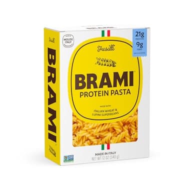 Brami Fusilli Italian Protein Pasta, Low Carb, High Fiber, Non-GMO, Keto, Made in Italy, Semolina Pasta, Fortified with Healthy Lupini Beans, 12oz
