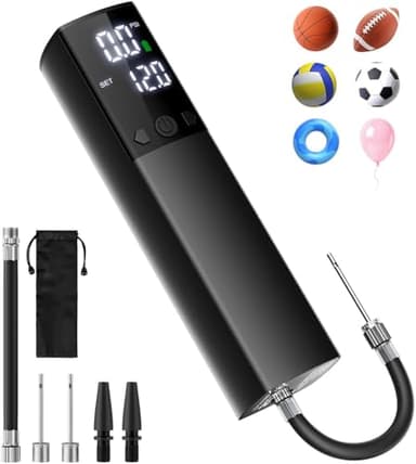 Electric Ball Pump,Smart Air Pump Portable Fast Ball Inflation with Accurate Pressure Gauge and Digital LCD Display for Basketball Football Soccer Volleyball Swimming Ring Balloon(2 Pin and 1 Spout)