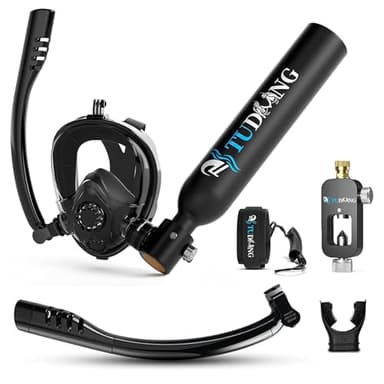 TUDIVING-0.5L(3.5Cu Ft) Scuba Tank | DOT/CE Certification Portable Lung Tank | Aluminum Diving Tanks | Max 3000 PSI | Support 6-10 Minutes Breath (S200Plus A2)