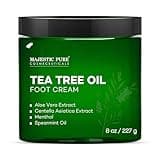 Majestic Pure Tea Tree Oil Foot Cream, Warming Cream - Calluses, Dry Cracked Feet, Hands, Heels, Elbow, Nails, and Knees - Softens & Moisturizes Skin - 8 oz