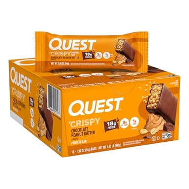 Quest Nutrition Crispy Chocolate Peanut Butter Hero Protein Bar, 18g Protein, 1g Sugar, 3g Net Carb, Gluten Free Protein Snack, Keto Friendly, 12 Count