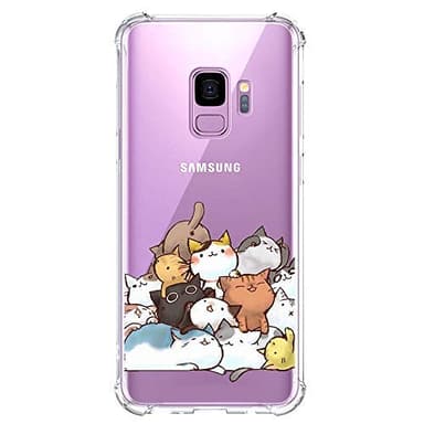 Galaxy S9 Case Ultra Crystal Clear with Cute Cat Design Shockproof Bumper Protective Cell Phone Back Cover for Samsung Galaxy S9 5.8 Inch Funny Kitty Flexible Slim Fit Rubber Silicone Case Boy Girl