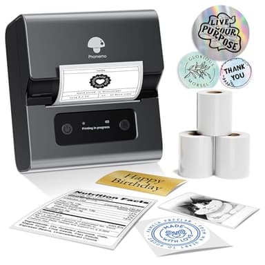 Phomemo M221 Label Maker Machine with 3 Tapes, 3 Inch Bluetooth Thermal No Ink Label Maker for Address, Barcode, Small Business, Home for Phone/PC, Space Gray, with 430 Pieces Labels