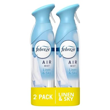 Febreze Air Mist Air Freshener Spray, Odor-Fighting Room Spray, Air Fresheners for Home and Bathroom and Kitchen, Aerosol Can, Linen & Sky Scent, 8.8oz (Pack of 2)